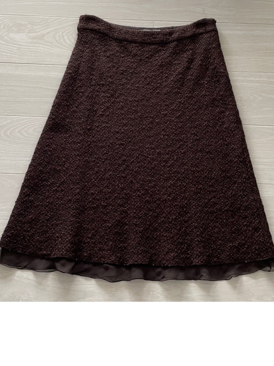 Prada Dresses & Skirts - Prada Brown Textured Bouclé Wool Blend ALine Midi Skirt Chiffon LinedChiffon Hem